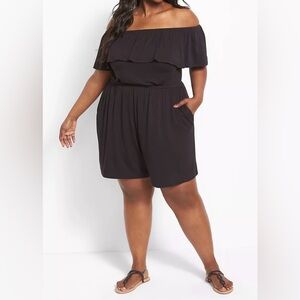 Lane Bryant Black Off the Shoulder Romper Size 18/20